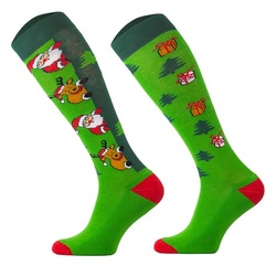 WAHLSTEN RIDING SOCKS SANTA CLAUS, GREEN-RED